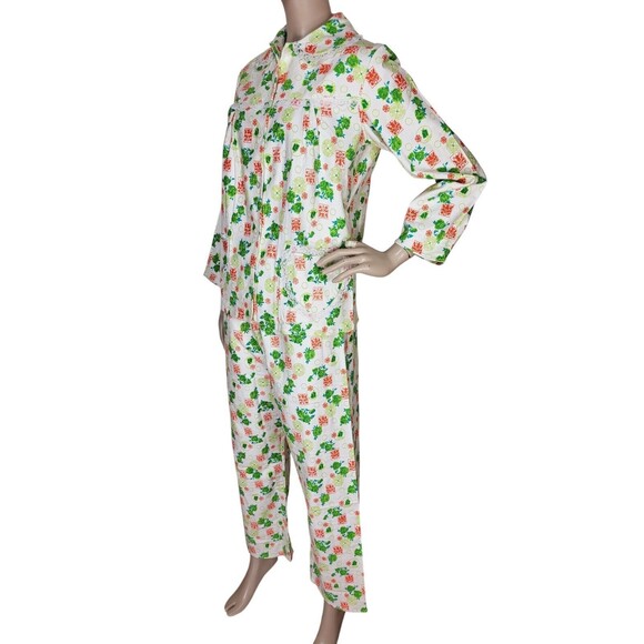 VTG 70s Cotton Floral LS Button-Down Top & Pants Pajama Set Two Piece NEW - Picture 8 of 13